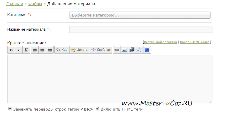 Скрипт как на Master-ucoz.ru Панель BB кодов при добавлении для ucoz